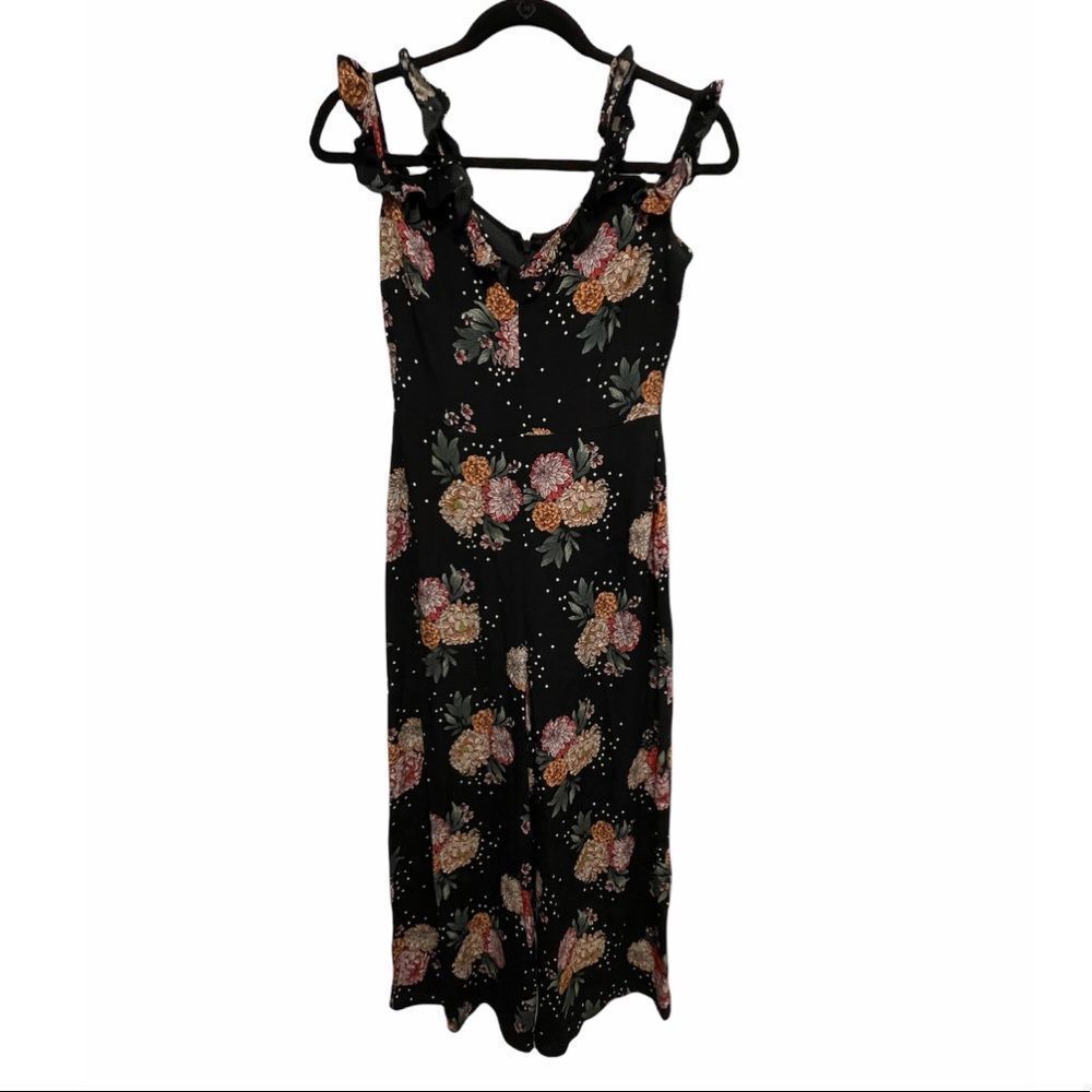 Topshop petite black floral jumpsuit